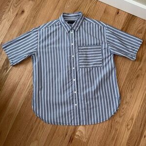 Banana Republic 100% Cotton Short Sleeve Button Down Collared Shirt Striped M